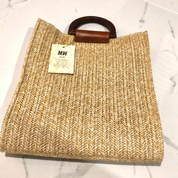 Most Wanted USALeather Trim WoodenStraw Satchel - Picture 5 of 7